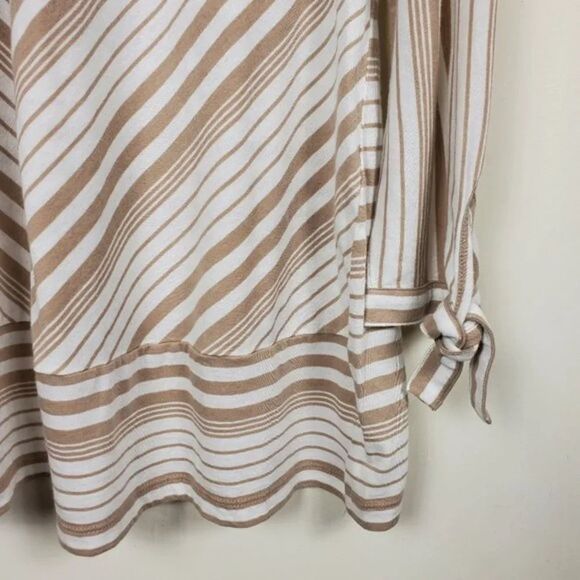 Kim Rogers Striped Top Womans Size M White Tan - Picture 3 of 8